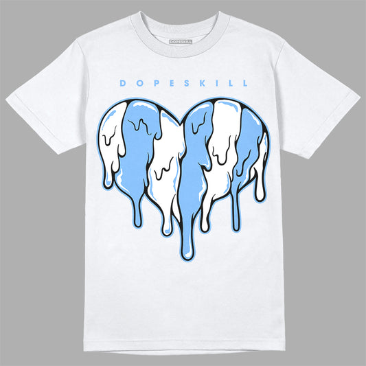 Jordan 9 Powder Blue DopeSkill T-Shirt Slime Drip Heart Graphic Streetwear - White