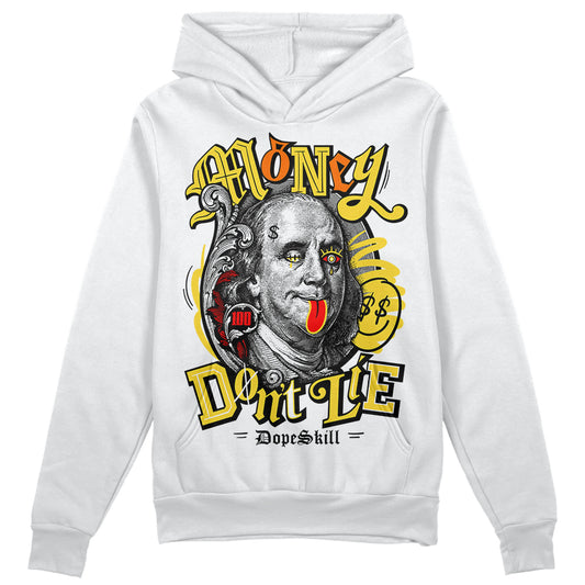 Jordan 4 Thunder DopeSkill Hoodie Sweatshirt Money Don't Lie Graphic Streetwear - White 