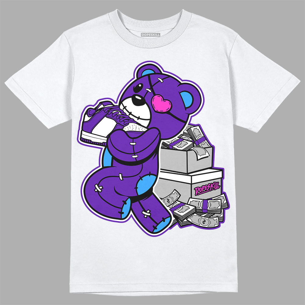 Dunk Low Championship Court Purple DopeSkill T-Shirt Bear Steals Sneaker Graphic Streetwear - White