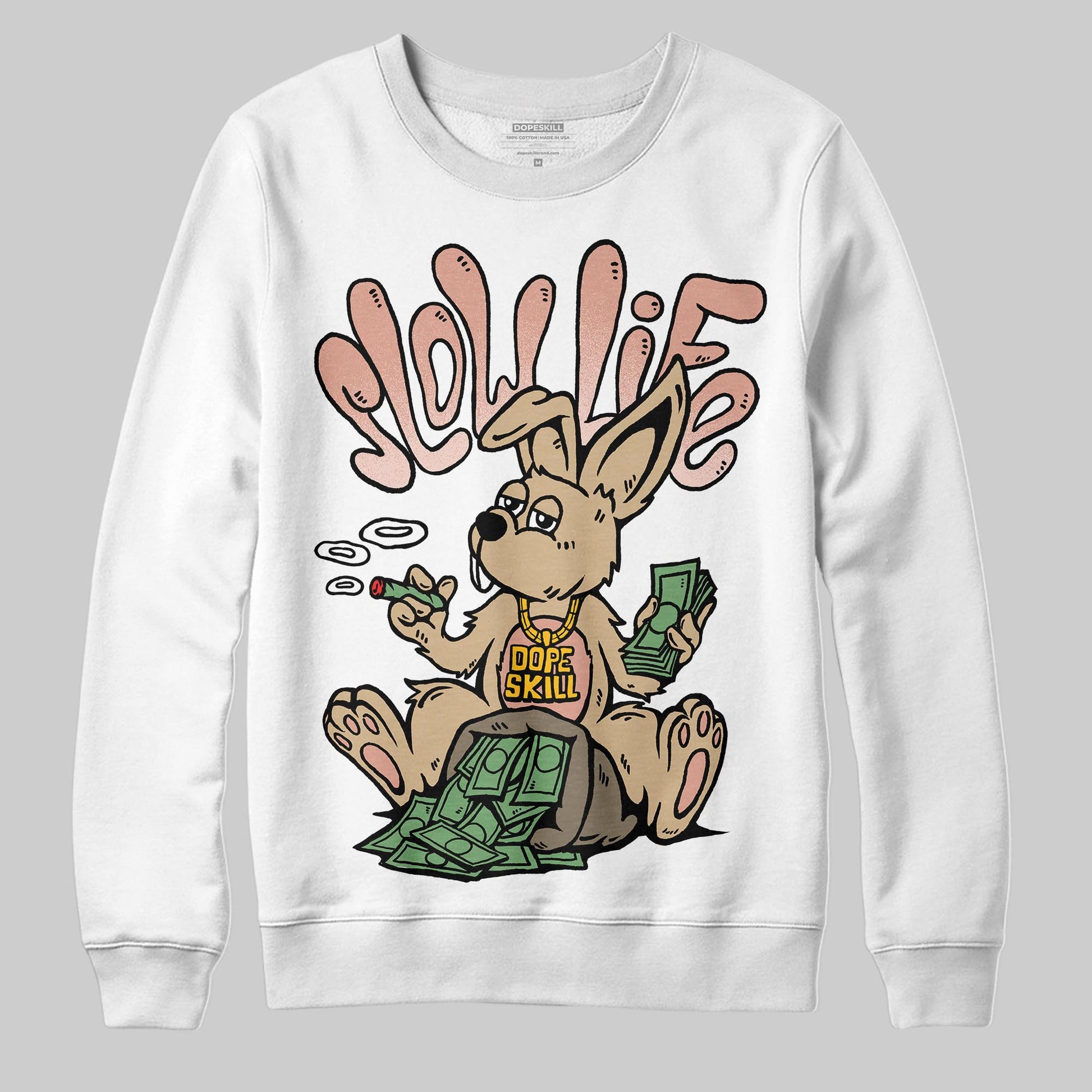 TAN Sneakers DopeSkill Sweatshirt Slow Life Graphic Streetwear - White
