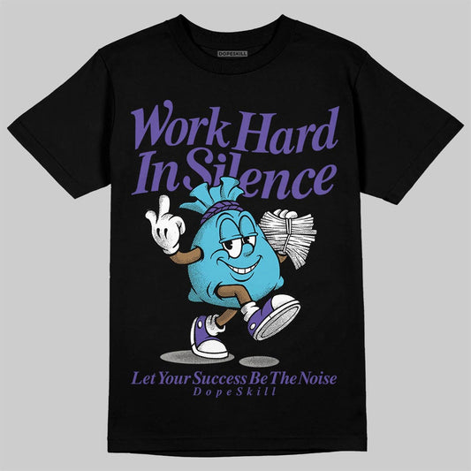 Jordan 8 Retro 'Aqua' 2025 DopeSkill T-Shirt Work Hard In Silence Graphic Streetwear - black