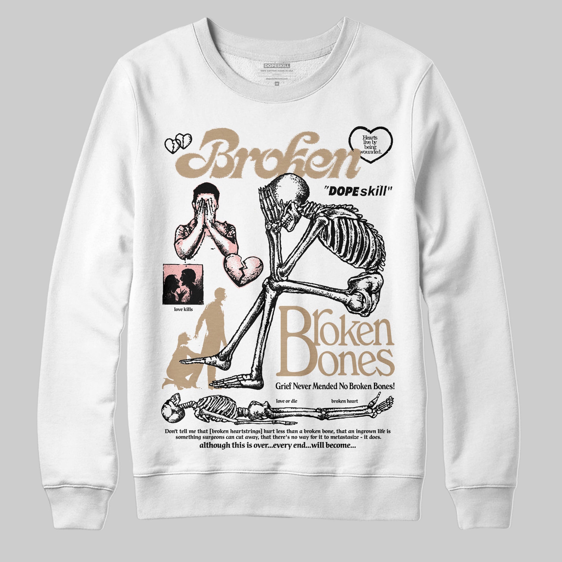 Nike Air Force 1 Low Canvas “Linen” DopeSkill Sweatshirt Broken Bones Graphic Streetwear - White