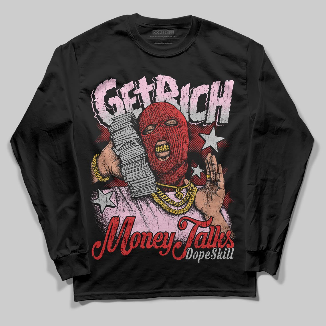 Awake NY x Air Jordan 5 Arctic Pink DopeSkill Long Sleeve T-Shirt Get Rich Graphic Streetwear - black
