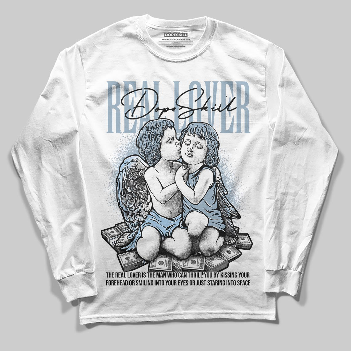 Jordan 40 “Blue Suede” DopeSkill Long Sleeve T-Shirt Real Lover Graphic Streetwear - White