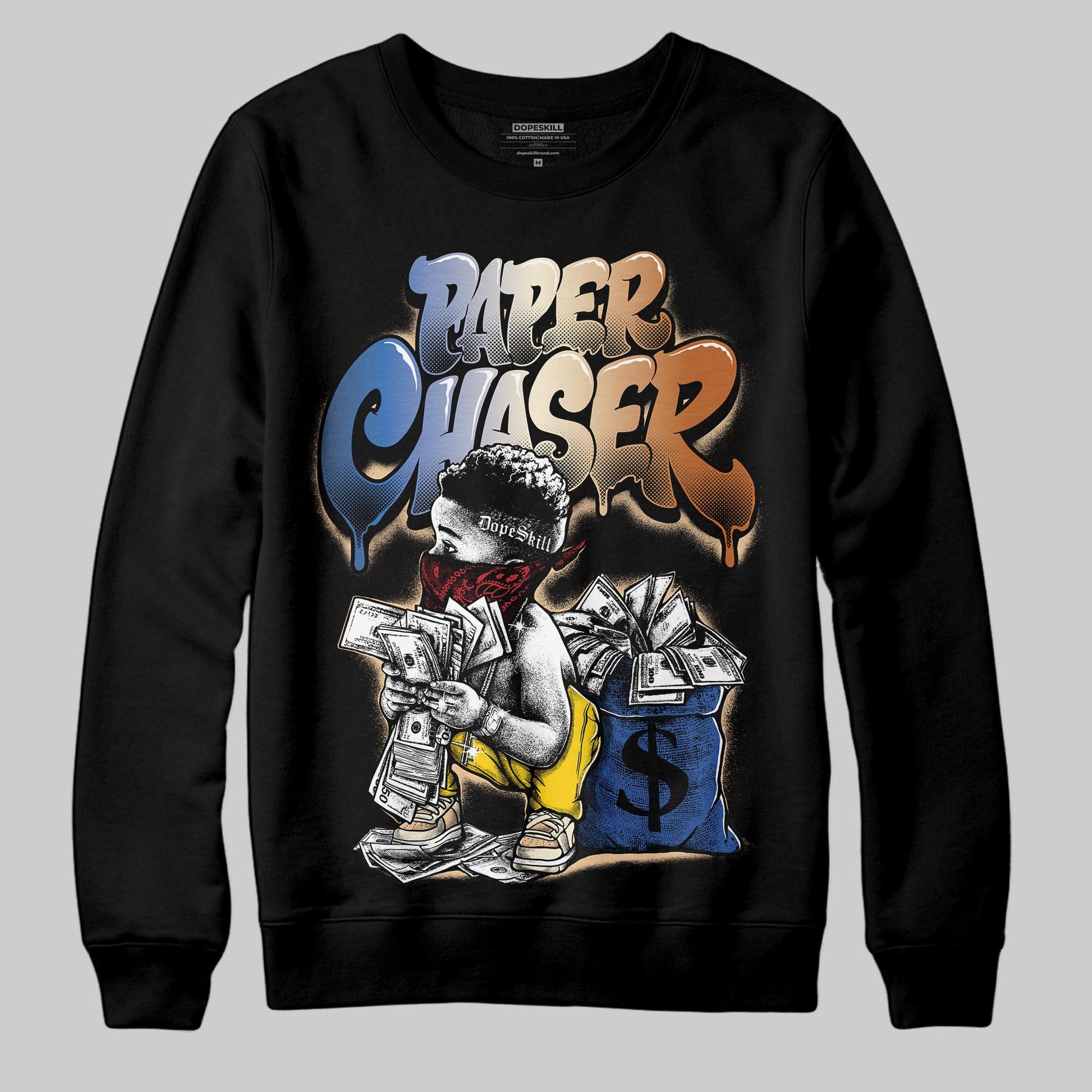 Jordan 17 Retro Low SP Infinite Archives DopeSkill Sweatshirt Paper Chaser Boy Graphic Streetwear - Black