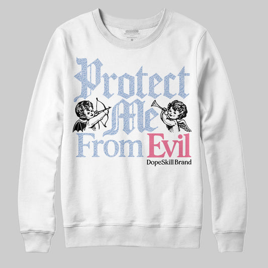 Jordan 3 GS “Cobalt Bliss” DopeSkill Sweatshirt Protect Me From Evil Graphic Streetwear - White