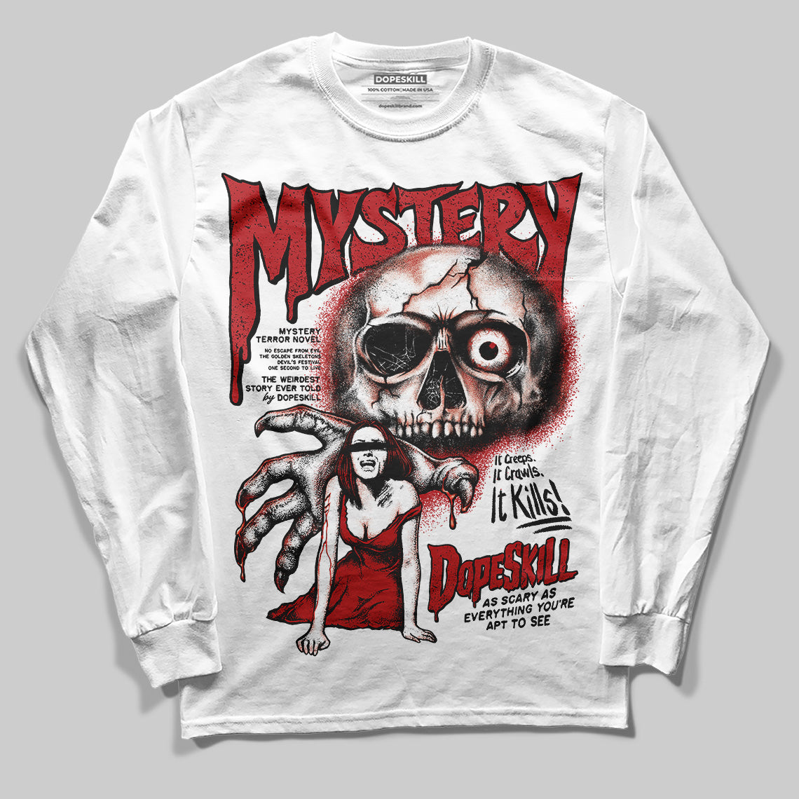 Jordan 12 Retro Flu Game (2025) DopeSkill Long Sleeve T-Shirt Mystery Ghostly Grasp Graphic Streetwear - White