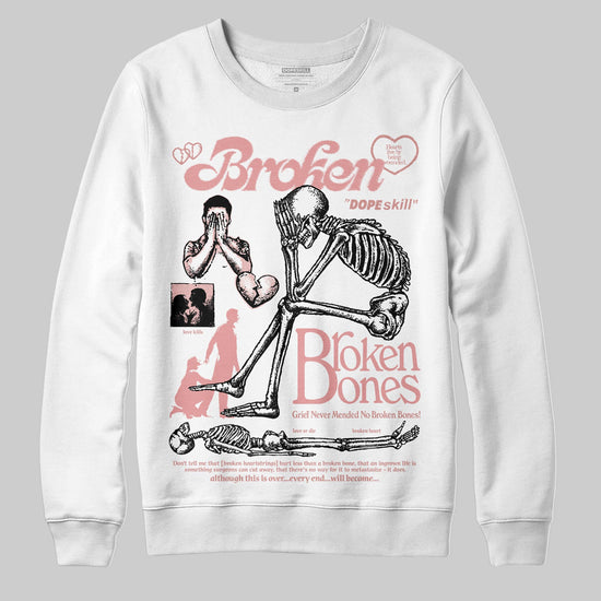 Jordan 40 “Dusty Rose” DopeSkill Sweatshirt Broken Bones Graphic Streetwear - White