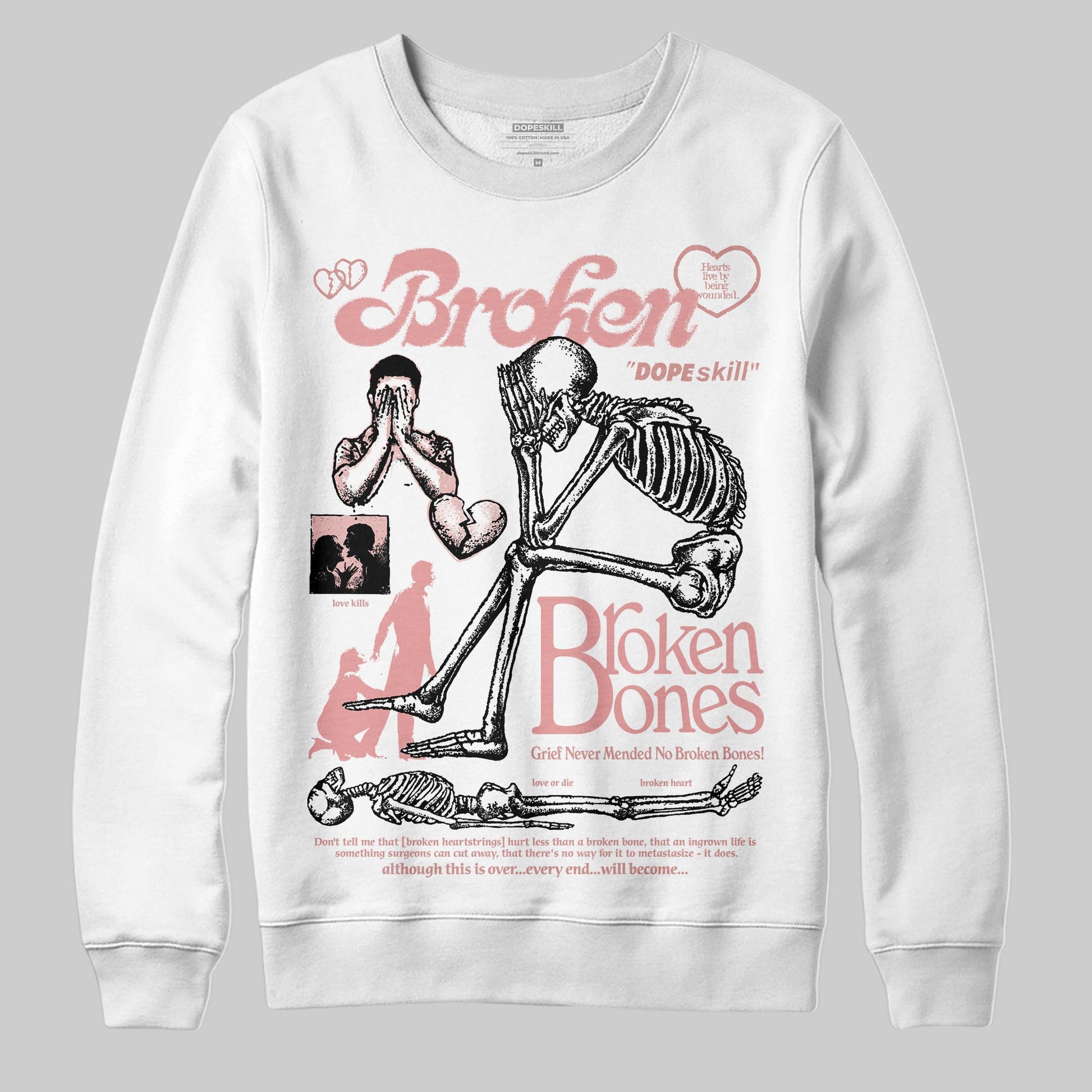 Jordan 40 “Dusty Rose” DopeSkill Sweatshirt Broken Bones Graphic Streetwear - White