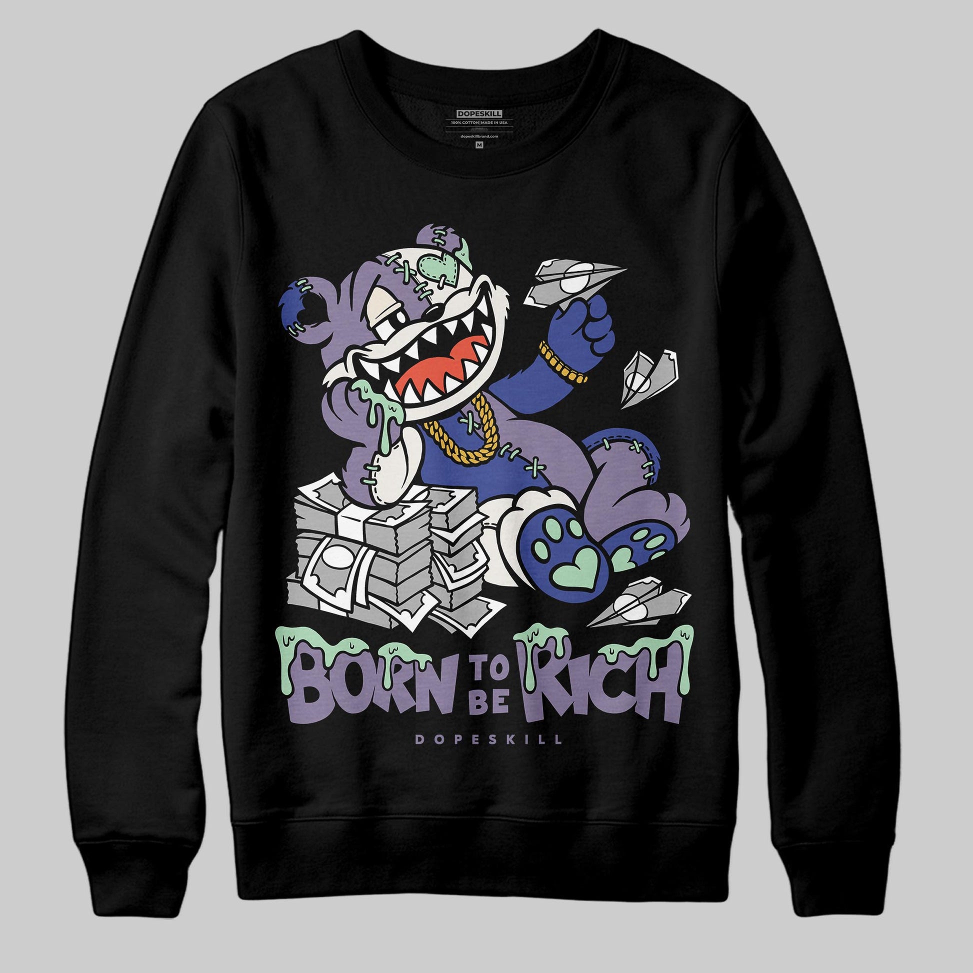 Jordan 1 Retro Low OG Zion Williamson Voodoo Alternate DopeSkill Sweatshirt Born To Be Rich Graphic Streetwear - Black