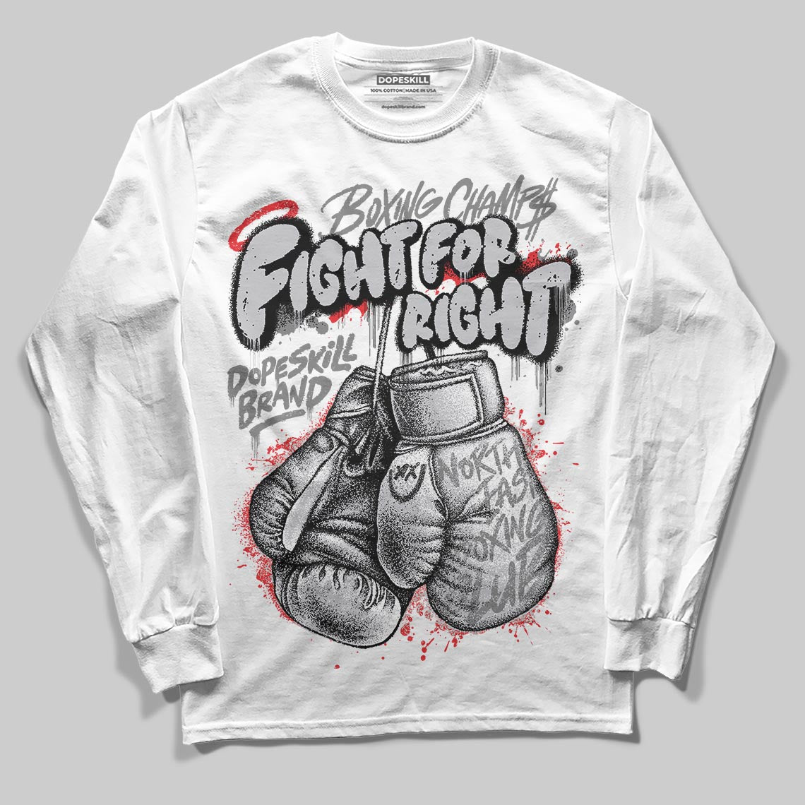 Grey Sneakers DopeSkill Long Sleeve T-Shirt Fight For Right Graphic Streetwear - White