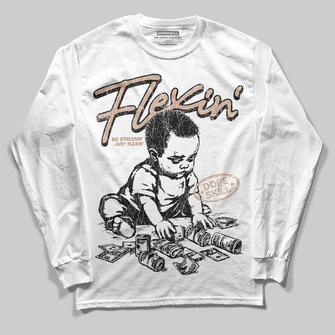 Jordan 4 Retro Cozy Girl DopeSkill Long Sleeve T-Shirt Flexin' Graphic Streetwear - White