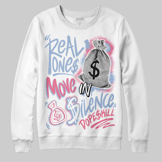 Jordan 3 GS “Cobalt Bliss” DopeSkill Sweatshirt Real Ones Move In Silence Graphic Streetwear - White