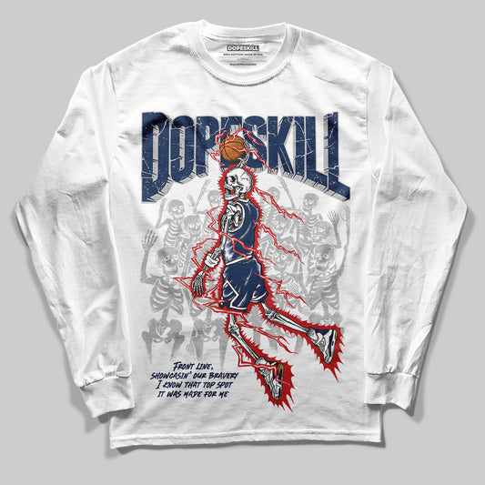 Jordan 4 SB “Summit White/Navy” DopeSkill Long Sleeve T-Shirt Thunder Dunk Graphic Streetwear - White