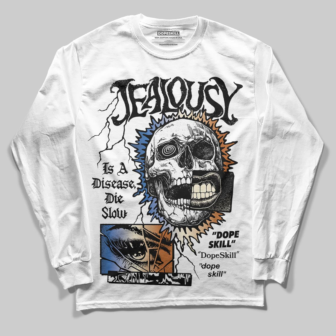 Jordan 17 Retro Low SP Infinite Archives DopeSkill Long Sleeve T-Shirt Jealousy Graphic Streetwear - White