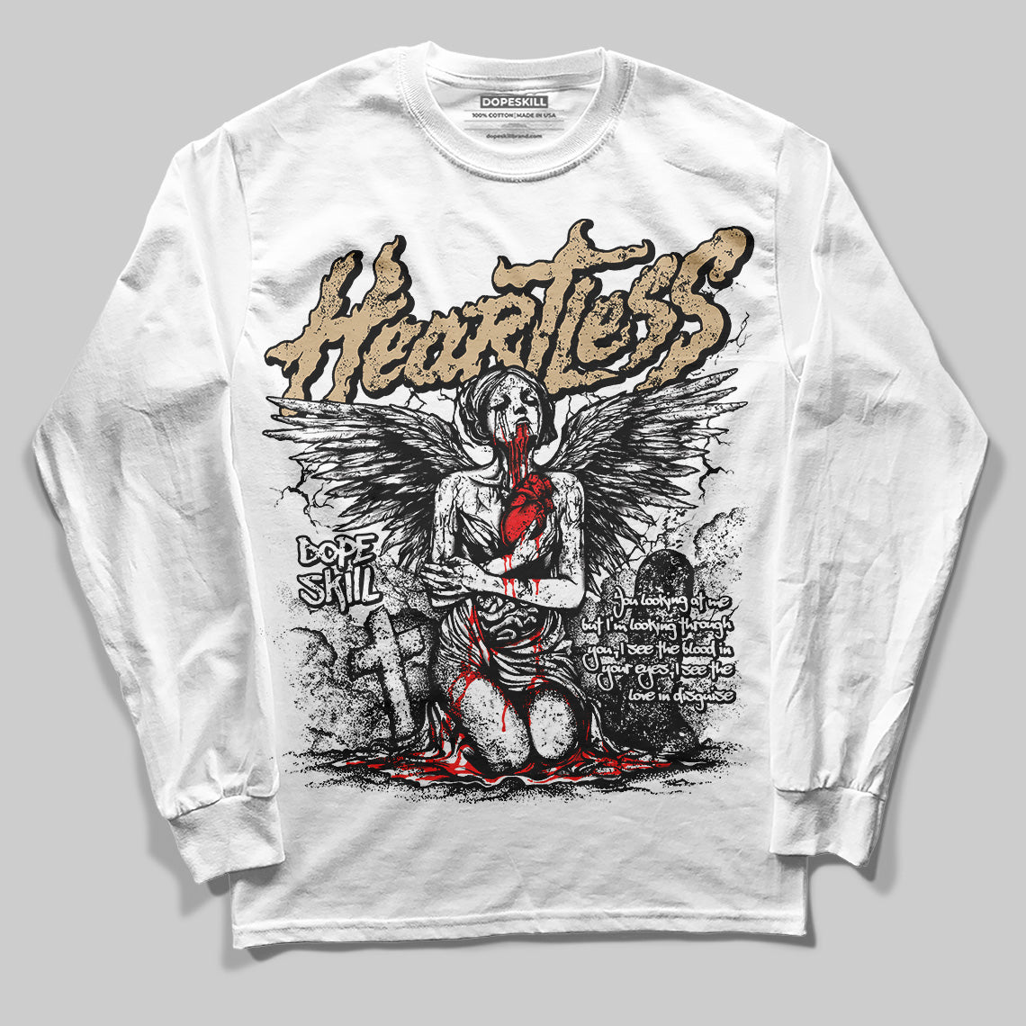 TAN Sneakers DopeSkill Long Sleeve T-Shirt Heartless Graphic Streetwear - White