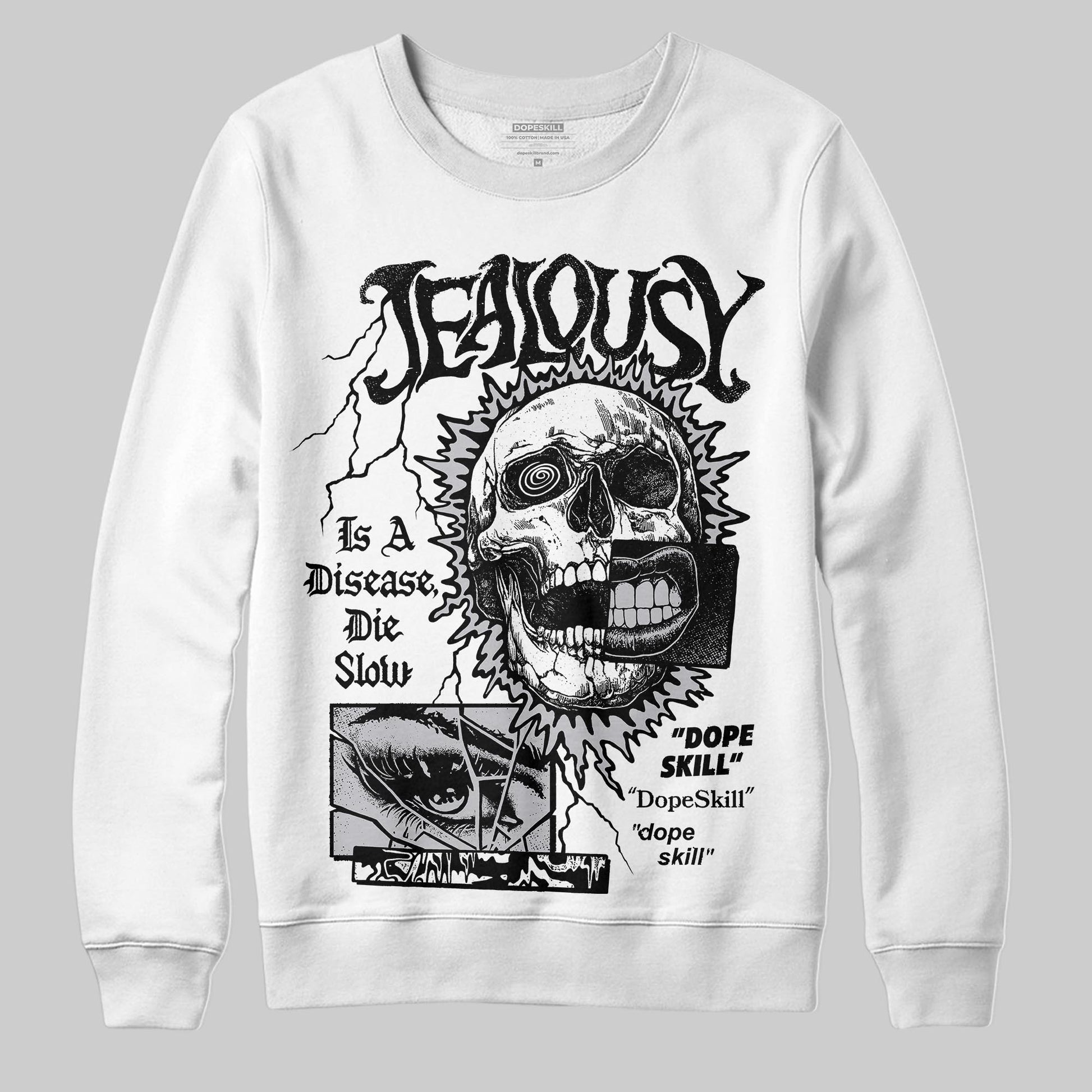 Grey Sneakers DopeSkill Sweatshirt Jealousy Graphic Streetwear - White