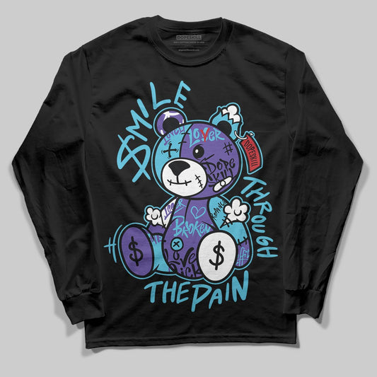 Jordan 8 Retro 'Aqua' 2025 DopeSkill Long Sleeve T-Shirt Smile Through The Pain Graphic Streetwear - Black