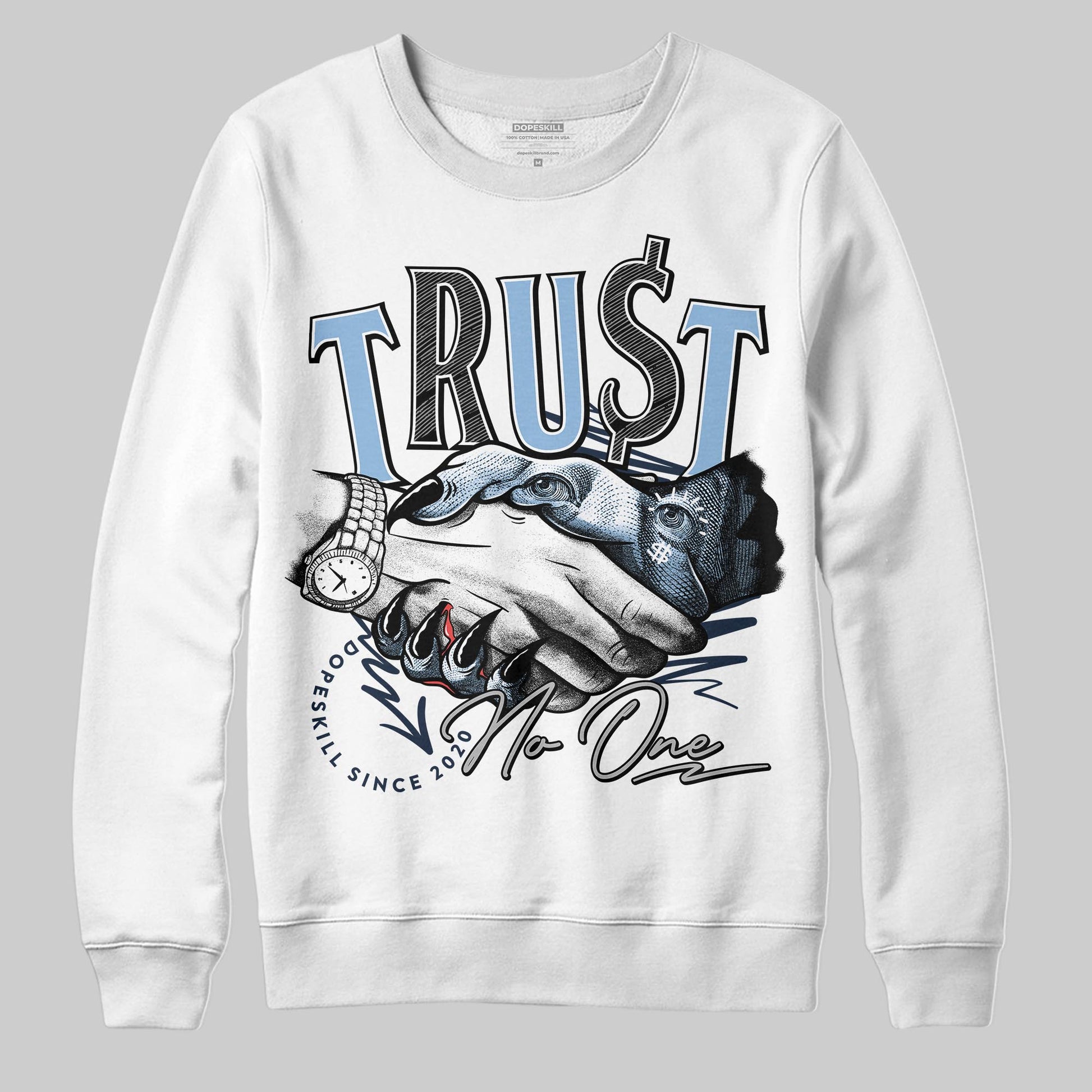 Asics Gel-Cumulus 16 Wash/Independence Blue DopeSkill Sweatshirt Trust No One Graphic Streetwear - White
