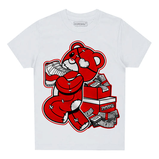 Jordan 11 Retro Cherry DopeSkill Toddler Kids T-shirt Bear Steals Sneaker Graphic Streetwear - White 