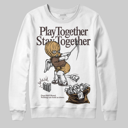 Jordan 5 “Earth/Metallic Gold” DopeSkill Sweatshirt Play together, Stay together Graphic Streetwear - White