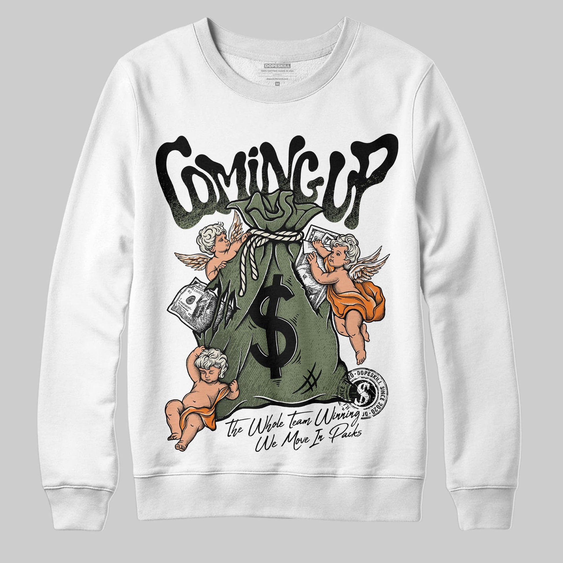 Jordan 4 Retro OG SP Undefeated (2025) DopeSkill Sweatshirt Money Bag Coming Up Graphic Streetwear - White
