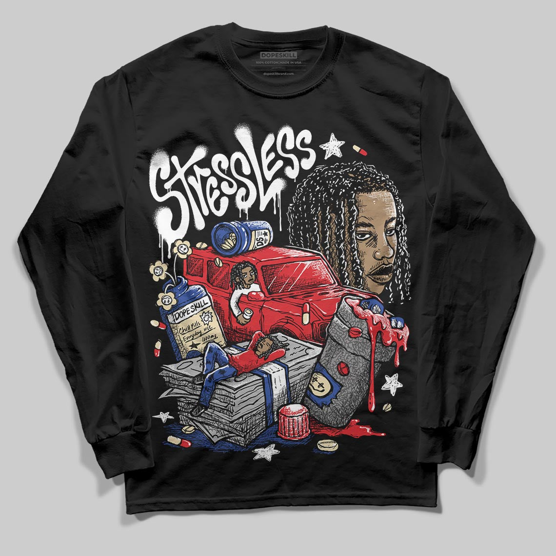 Jordan 3 “Seoul 2.0” DopeSkill Long Sleeve T-Shirt Stressless Graphic Streetwear - Black
