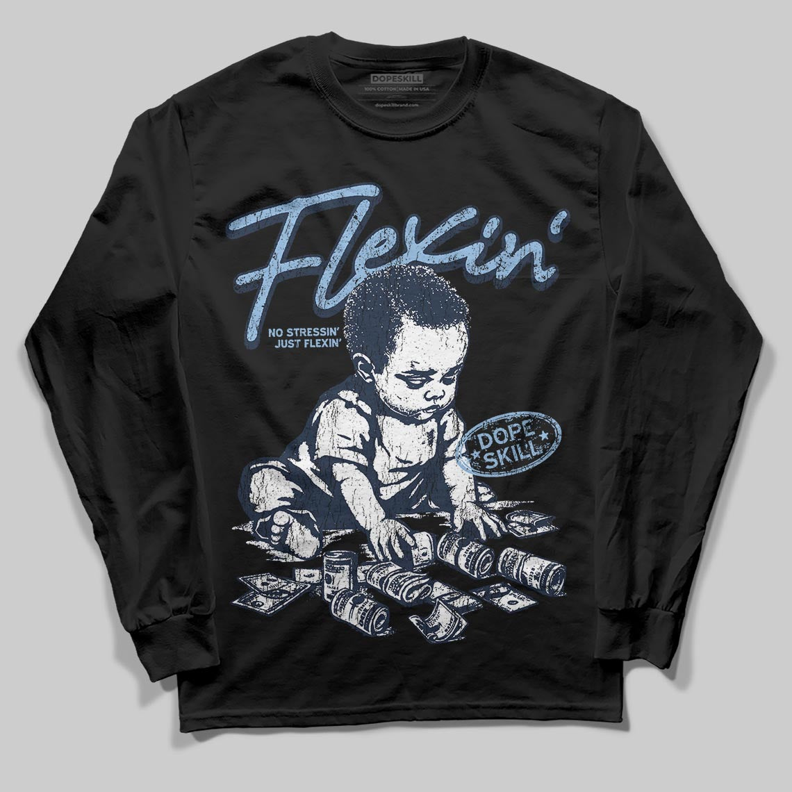Asics Gel-Cumulus 16 Wash/Independence Blue DopeSkill Long Sleeve T-Shirt Flexin' Graphic Streetwear - Black