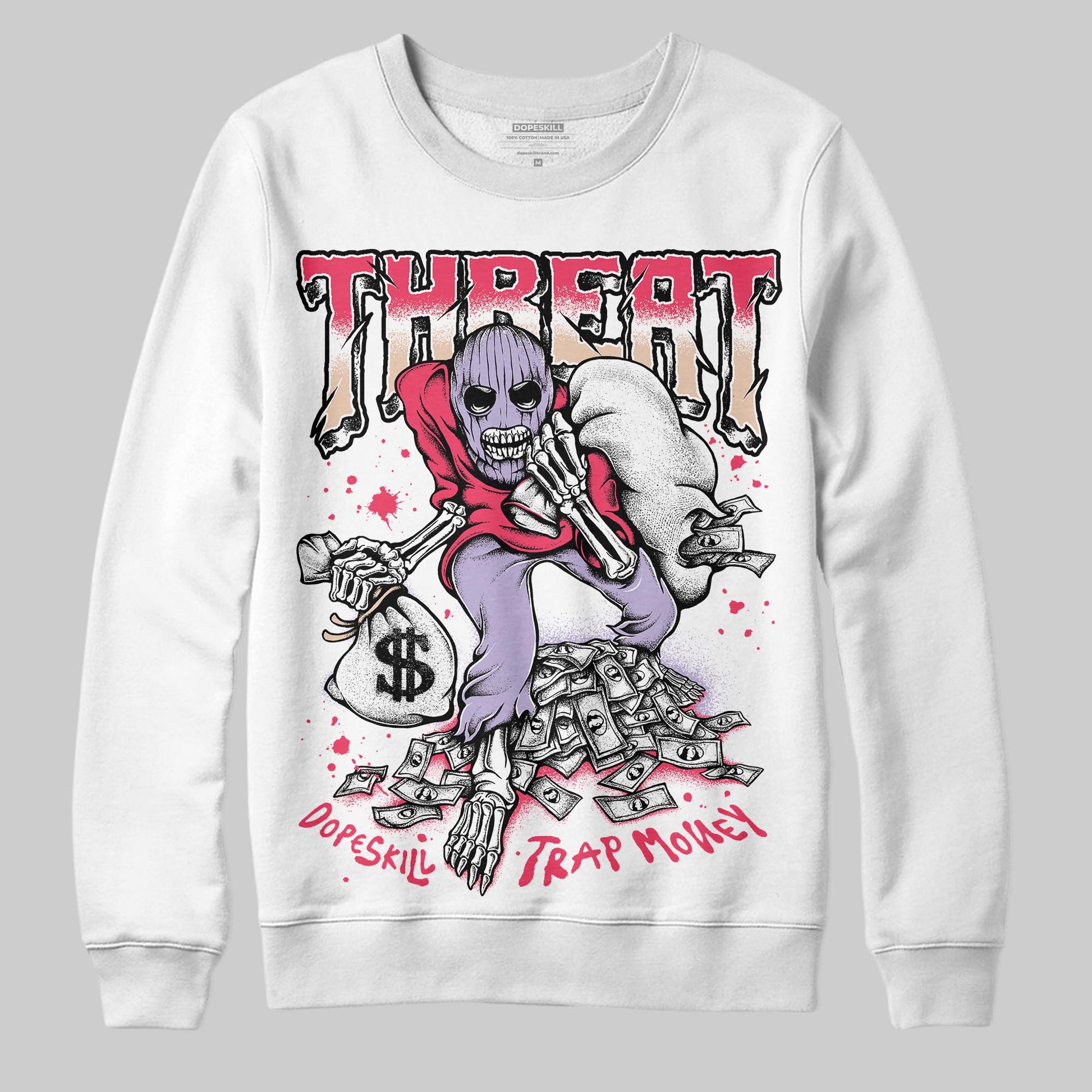 Jordan 5 Low “Peanut Butter Jelly” DopeSkill Sweatshirt Threat Graphic Streetwear - White