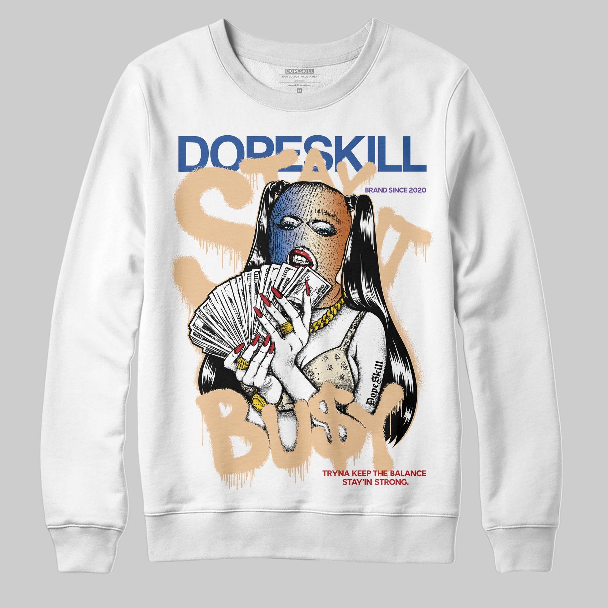 Jordan 17 Retro Low SP Infinite Archives DopeSkill Sweatshirt Stay It Busy Graphic Streetwear - White