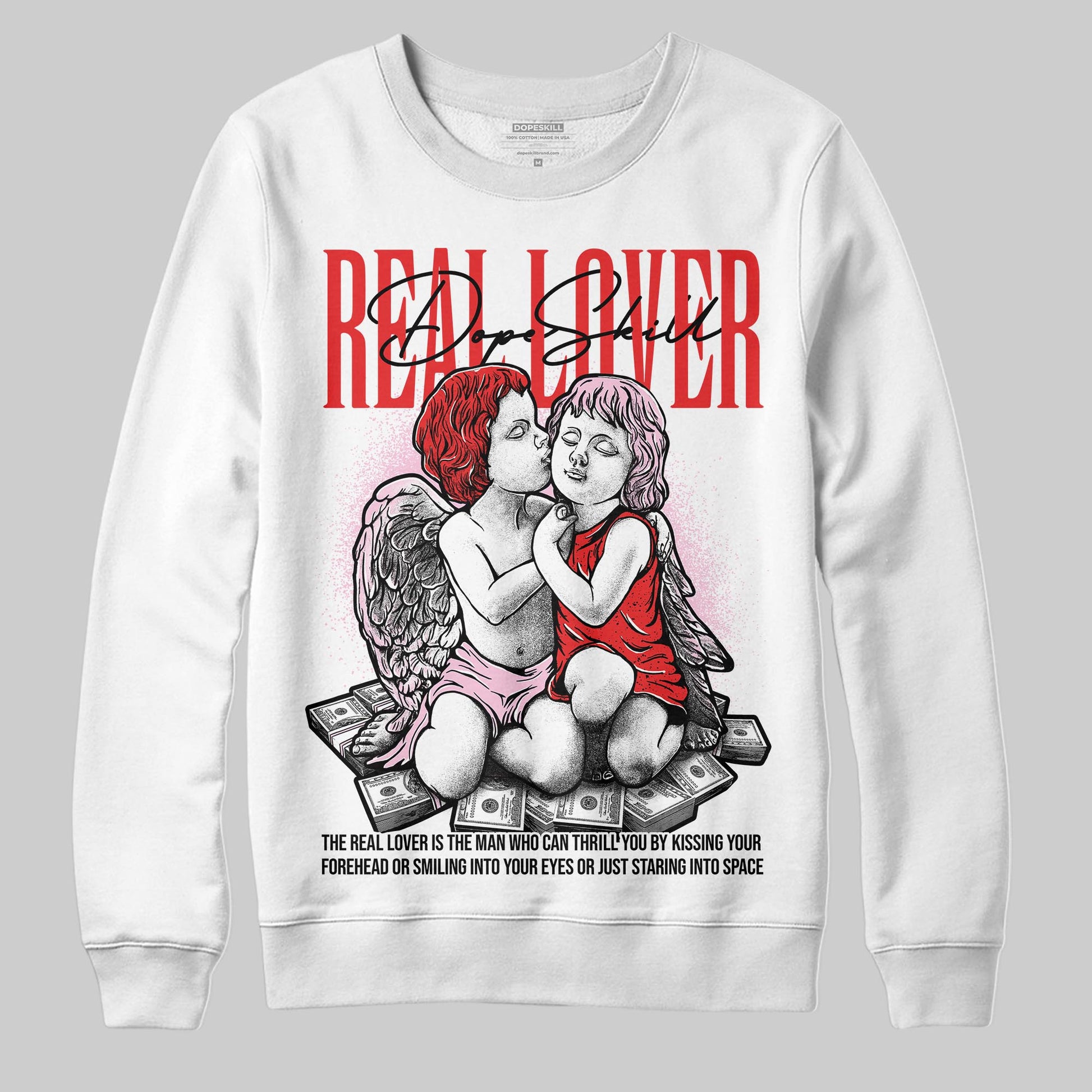 Awake NY x Air Jordan 5 Arctic Pink DopeSkill Sweatshirt Real Lover Graphic Streetwear - White