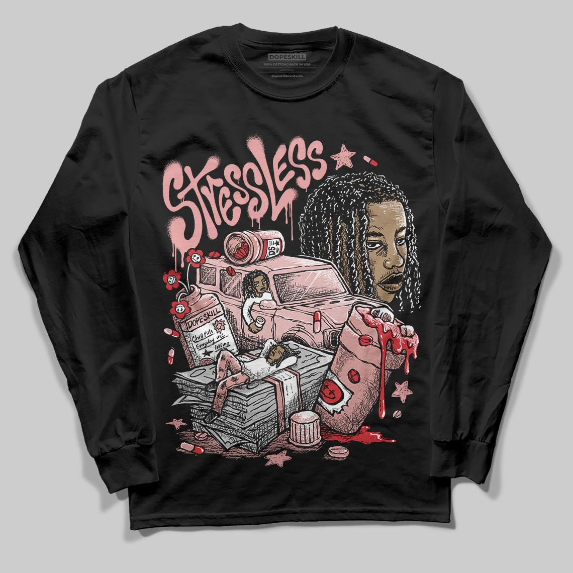 Jordan 40 “Dusty Rose” DopeSkill Long Sleeve T-Shirt Stressless Graphic Streetwear - Black