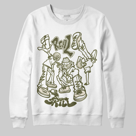 Jordan 3 “Medium Olive” aka “Family Affair” DopeSkill Sweatshirt Real Y2K Players Graphic Streetwear - White
