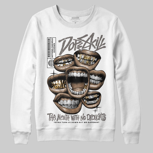 Jordan 4 Retro Cave Stone DopeSkill Sweatshirt The Mouth With No Droughts Graphic Streetwear - White