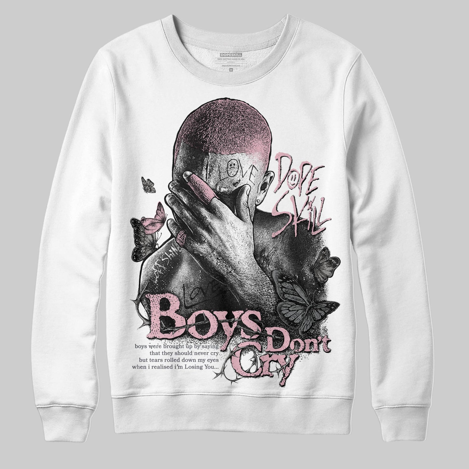 Air Max 95 OG “Pink Foam” DopeSkill Sweatshirt Boys Don't Cry Graphic Streetwear - White