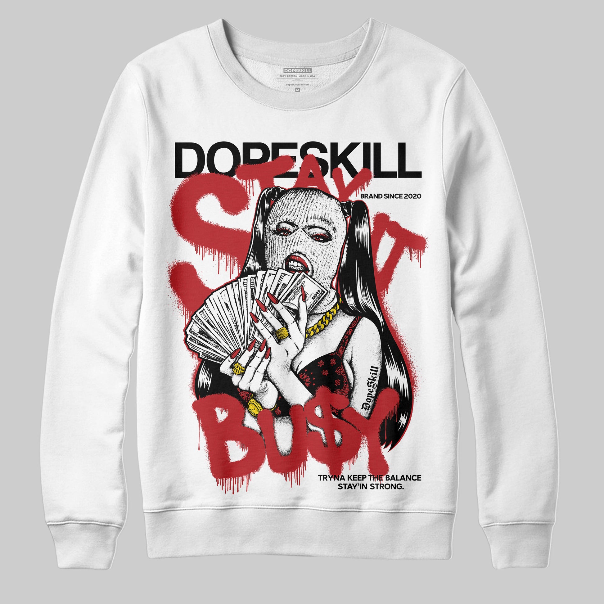 Jordan 12 Retro Flu Game (2025) DopeSkill Sweatshirt Stay It Busy Graphic Streetwear - White