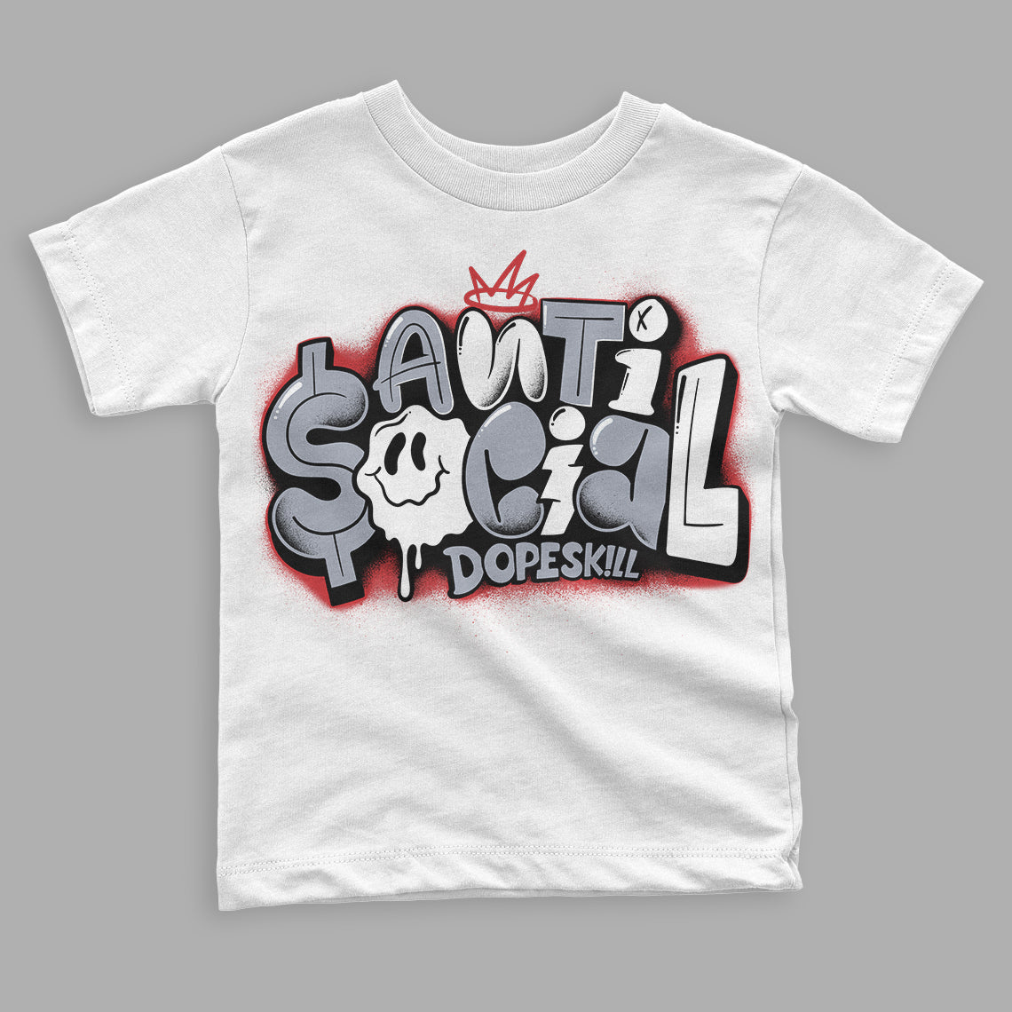 Jordan 4 “Bred Reimagined” DopeSkill Toddler Kids T-shirt Anti Social Graphic Streetwear - White