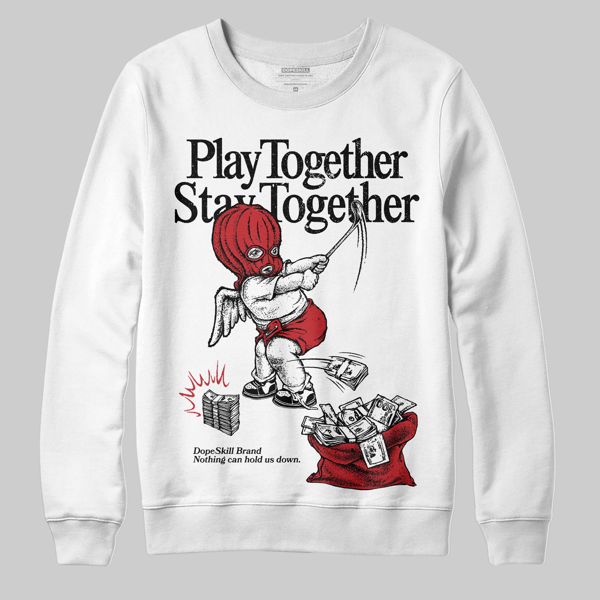 Jordan 11 Retro Low Bred (2025) DopeSkill Sweatshirt Play together, Stay together Graphic Streetwear - White