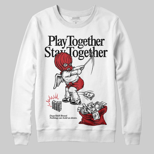Jordan 11 Retro Low Bred (2025) DopeSkill Sweatshirt Play together, Stay together Graphic Streetwear - White