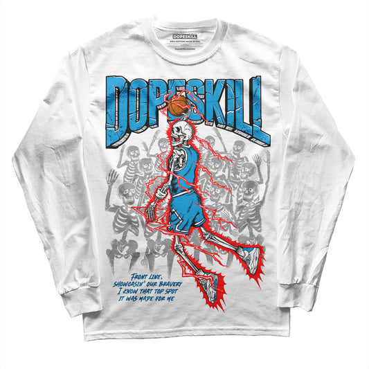 Jordan 4 Retro Military Blue DopeSkill Long Sleeve T-Shirt Thunder Dunk Graphic Streetwear - White
