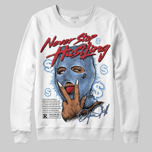 Jordan 4 WMNS 'Forget Me Not' DopeSkill Sweatshirt Never Stop Hustling Graphic Streetwear - White