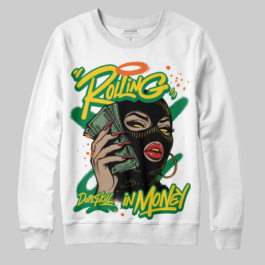 Green Sneakers DopeSkill Sweatshirt Rolling in Money Graphic Streetwear - White