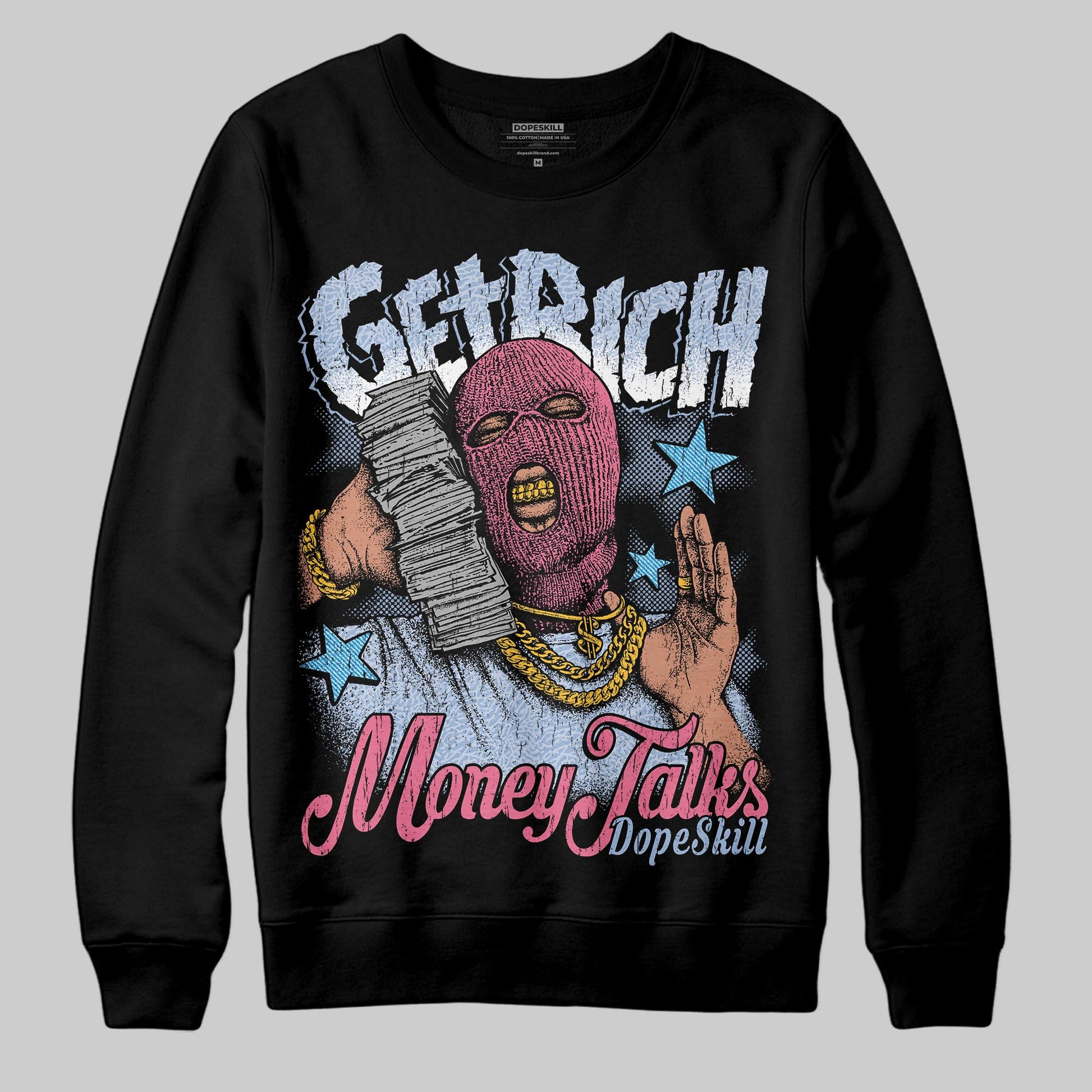 Jordan 3 GS “Cobalt Bliss” DopeSkill Sweatshirt Get Rich Graphic Streetwear - Black