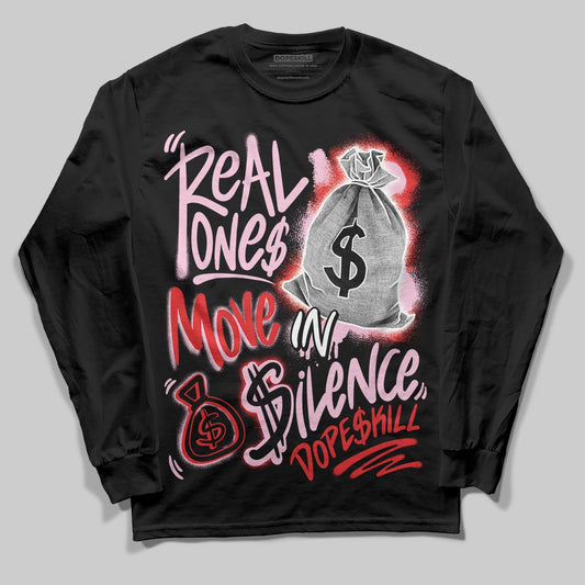 Awake NY x Air Jordan 5 Arctic Pink DopeSkill Long Sleeve T-Shirt Real Ones Move In Silence Graphic Streetwear - Black