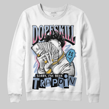 Jordan 3 GS “Cobalt Bliss” DopeSkill Sweatshirt Sorry I've Been Trappin Graphic Streetwear - White