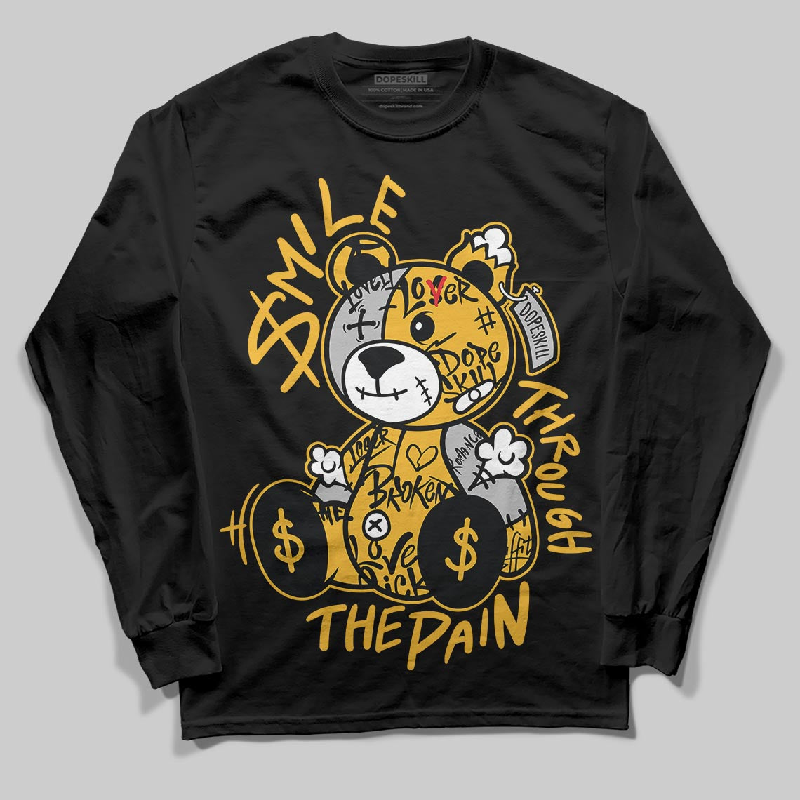 Jordan 5 'Tokyo' DopeSkill Long Sleeve T-Shirt Smile Through The Pain Graphic Streetwear - black