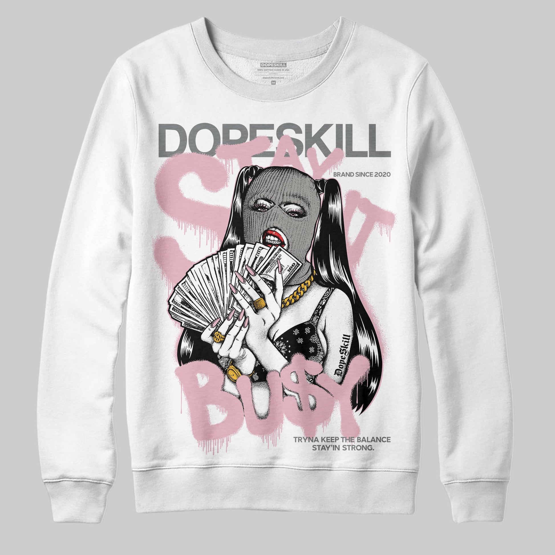 Air Max 95 OG “Pink Foam” DopeSkill Sweatshirt Stay It Busy Graphic Streetwear - White