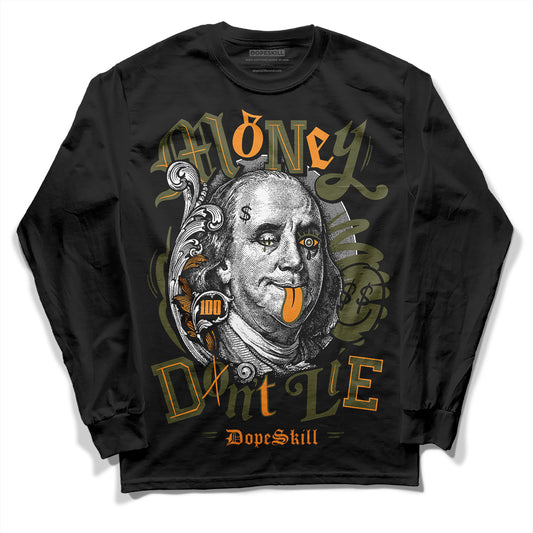 Jordan 5 "Olive" DopeSkill Long Sleeve T-Shirt Money Don't Lie Graphic Streetwear - Black