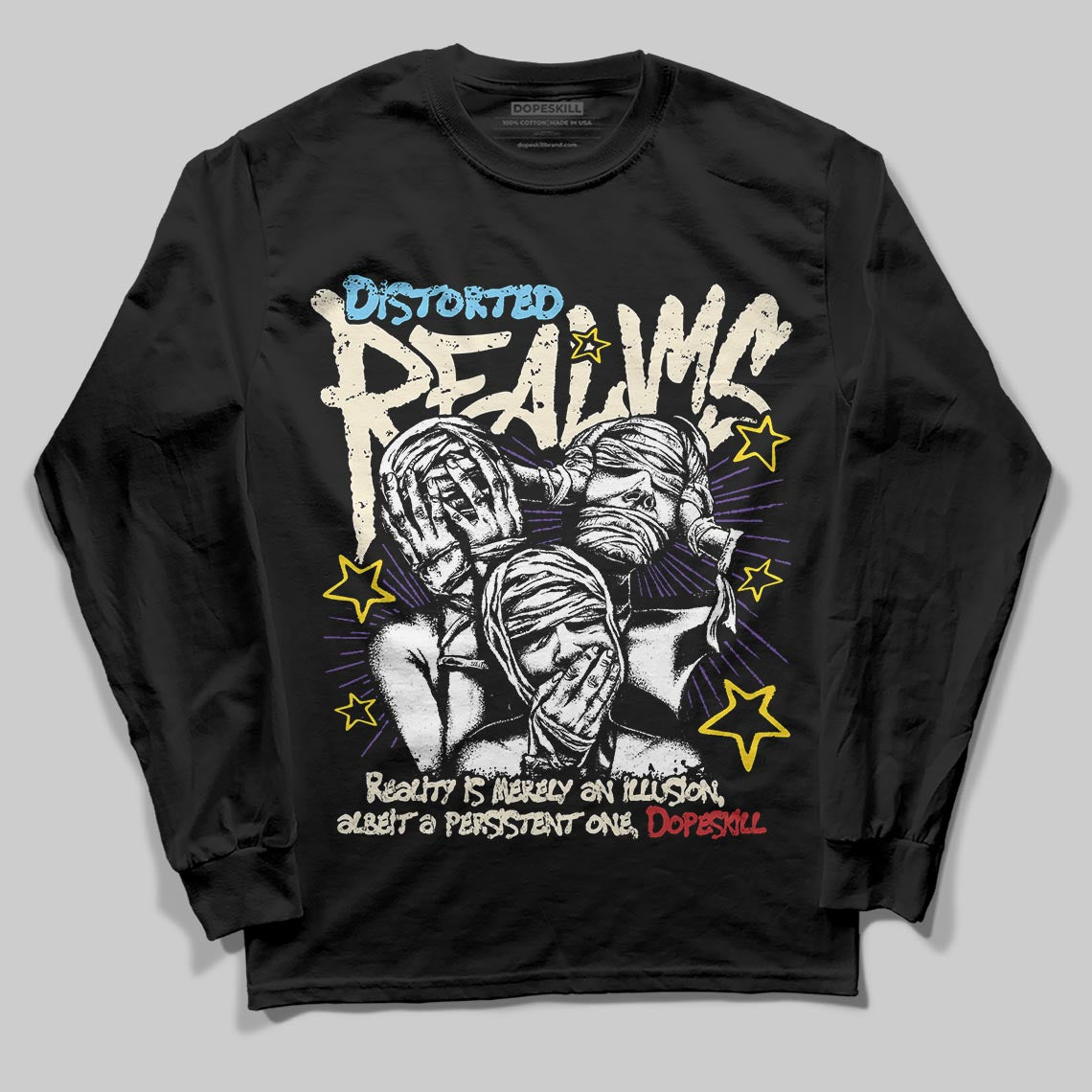 Jordan 17 Retro Low SP Infinite Archives DopeSkill Long Sleeve T-Shirt Distorted Realms Graphic Streetwear Black