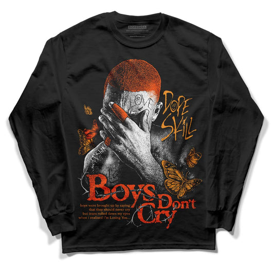 Jordan 12 Retro Brilliant Orange DopeSkill Long Sleeve T-Shirt Boys Don't Cry Graphic Streetwear - Black